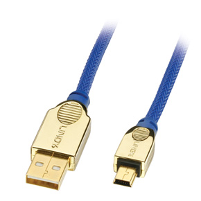 USB 2.0 Kabel Typ A/Mini-B, Premium Gold, 5m
